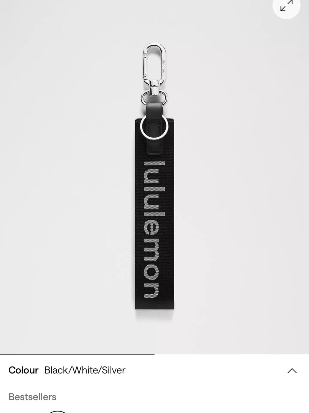 lululemon athletica Black and White Logo Key & Card Strap with Silver Hardware